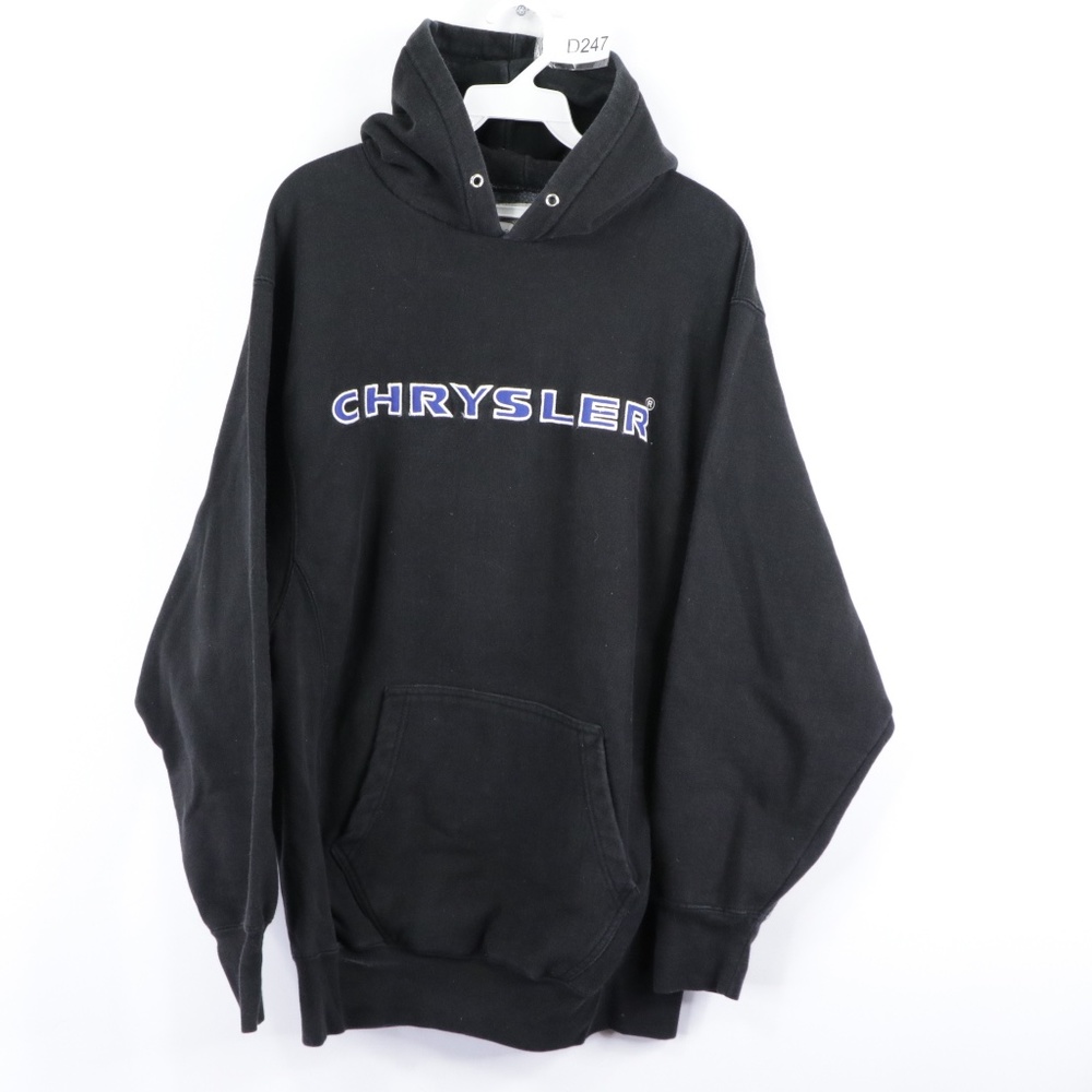 Vtg Chrysler Mens Medium Hooded Sweatshirt Black